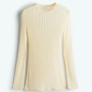 H&M Sheer Ribbed Long Sleeve Top